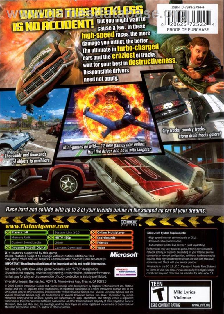 FlatOut 2 - Microsoft Xbox - Artwork - Box Back