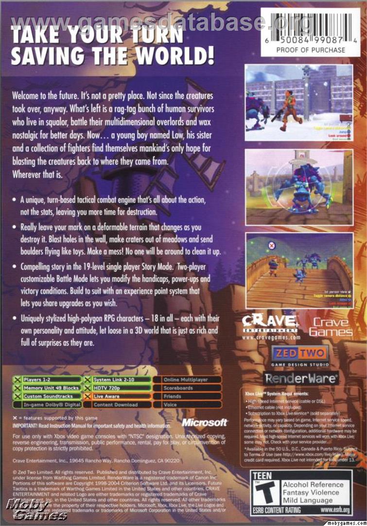 Future Tactics: The Uprising - Microsoft Xbox - Artwork - Box Back