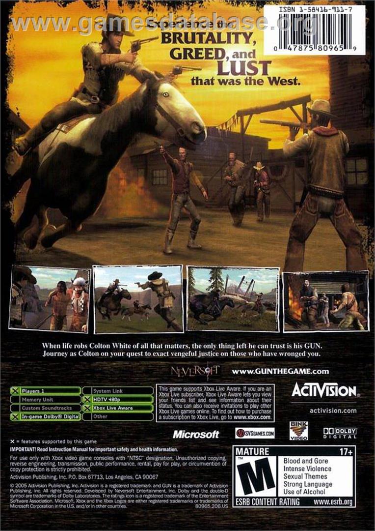 Gun - Microsoft Xbox - Artwork - Box Back