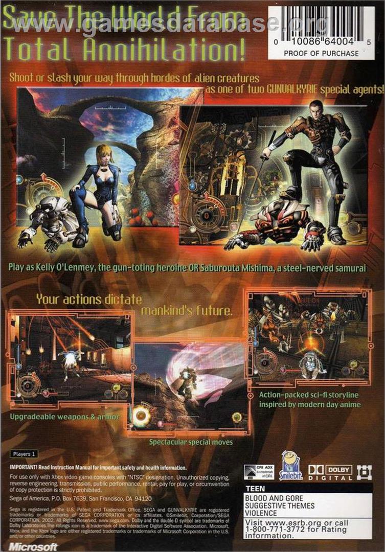 Gun Valkyrie - Microsoft Xbox - Artwork - Box Back