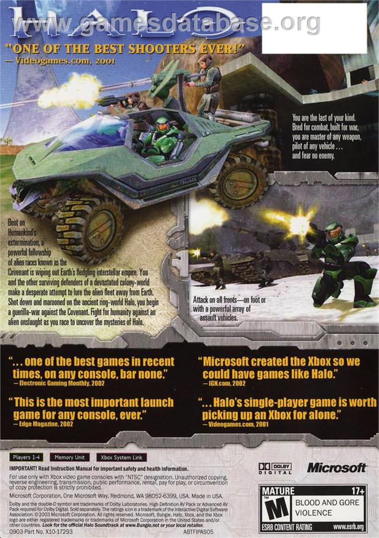 Halo - Combat Evolved - Microsoft Xbox - Artwork - Box Back