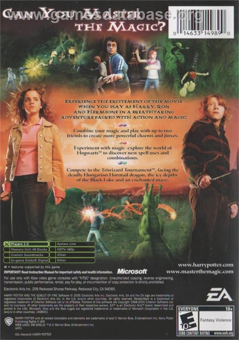 Harry Potter Et La Coupe De Feu - Microsoft Xbox - Artwork - Box Back