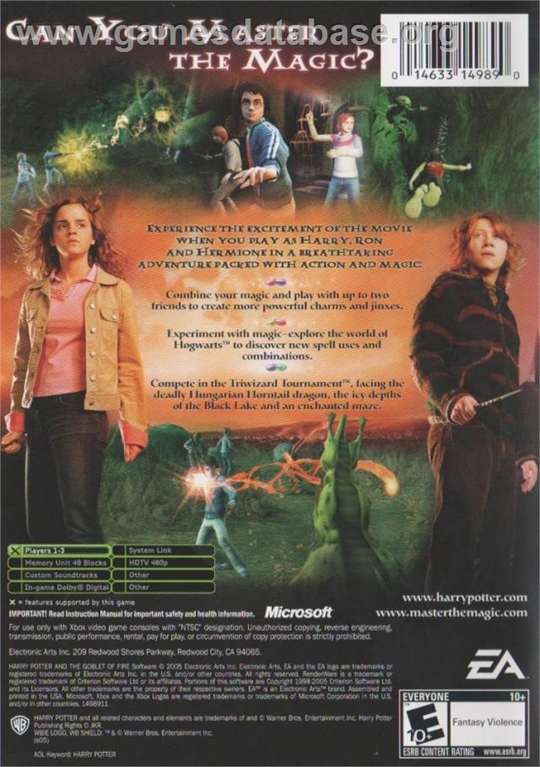 Harry Potter and the Goblet of Fire - Microsoft Xbox - Artwork - Box Back