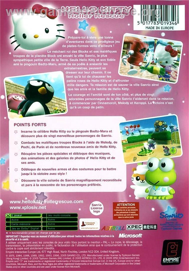 Hello Kitty: Roller Rescue - Microsoft Xbox - Artwork - Box Back