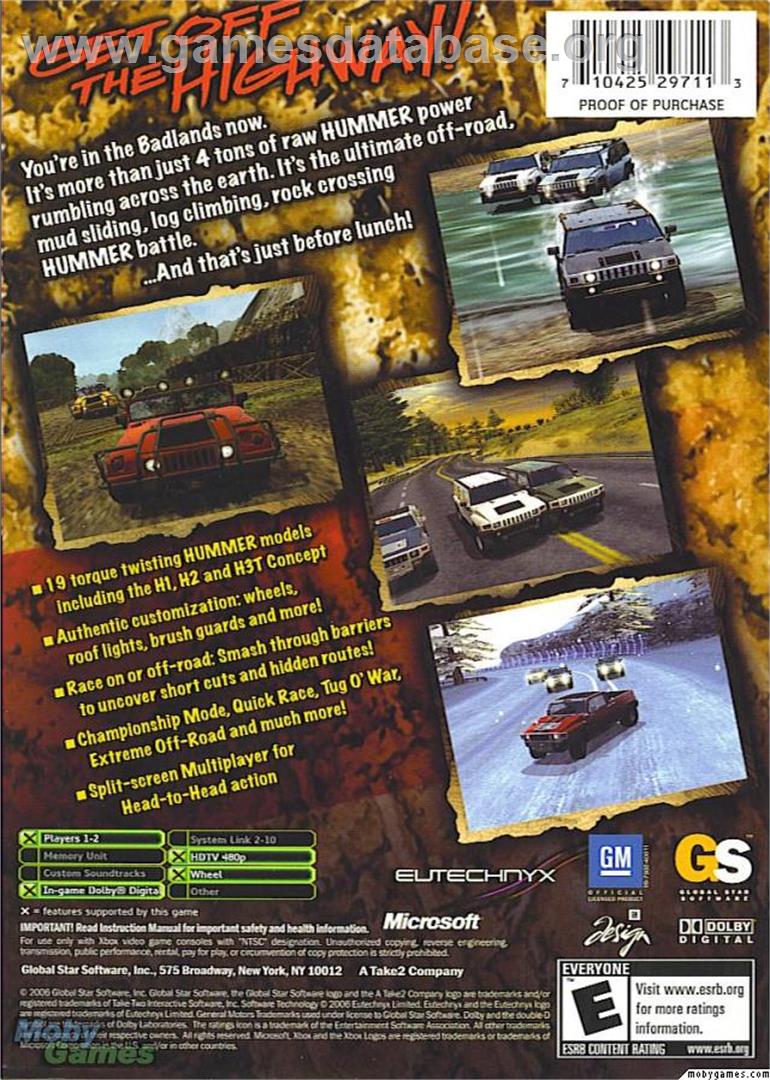 Hummer Badlands - Microsoft Xbox - Artwork - Box Back