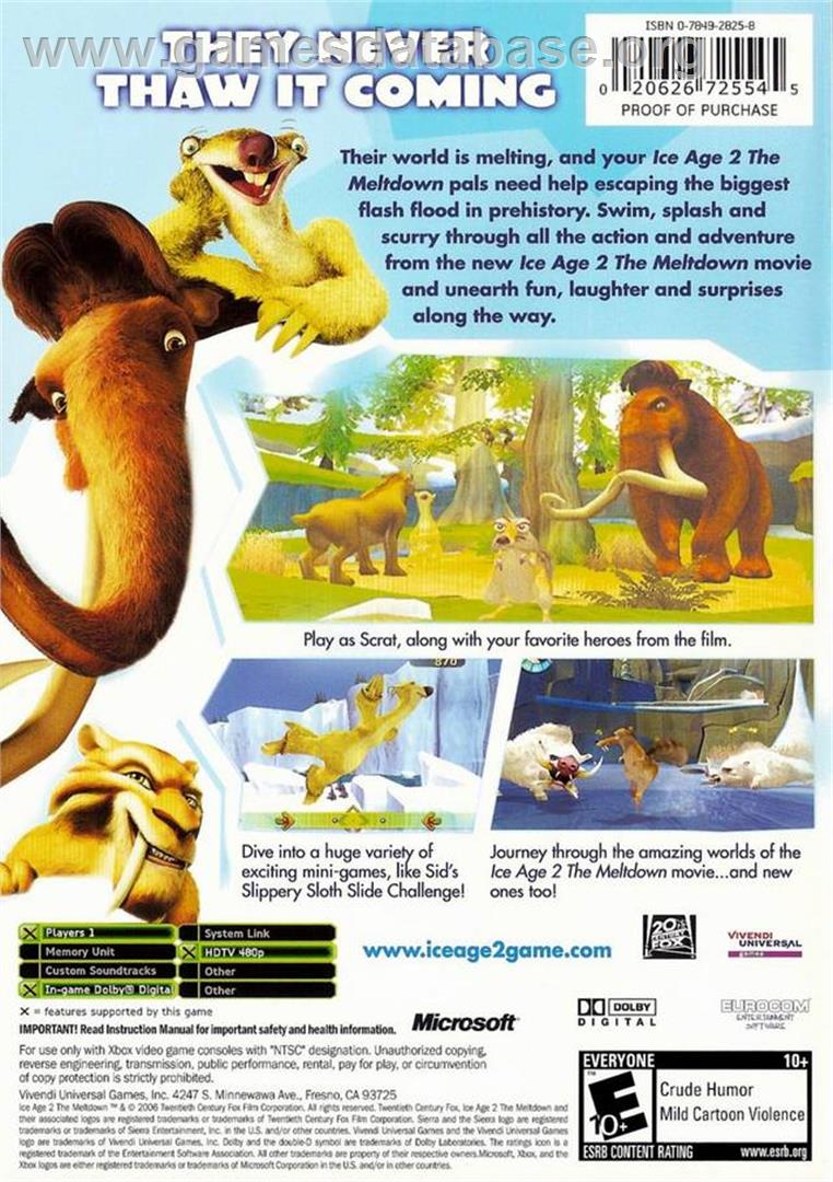 Ice Age 2: The Meltdown - Microsoft Xbox - Artwork - Box Back