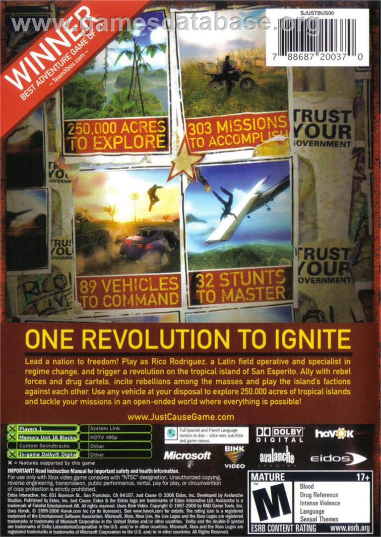 Just Cause - Microsoft Xbox - Artwork - Box Back