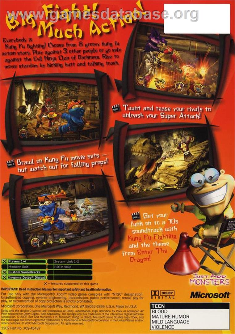 Kung Fu Chaos - Microsoft Xbox - Artwork - Box Back