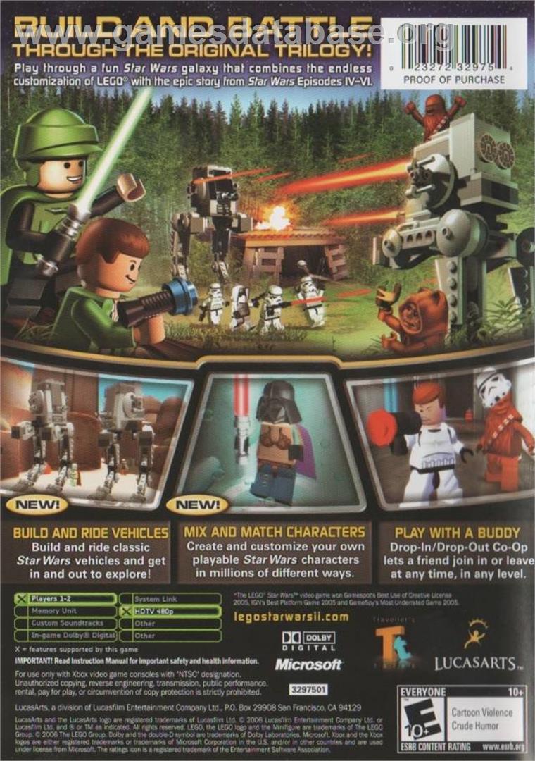 LEGO Star Wars 2: The Original Trilogy - Microsoft Xbox - Artwork - Box Back