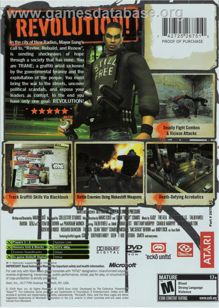 Marc Ecko's Getting Up: Contents Under Pressure (Limited Edition) - Microsoft Xbox - Artwork - Box Back