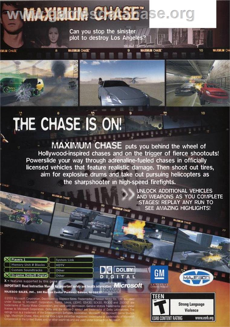 Maximum Chase - Microsoft Xbox - Artwork - Box Back