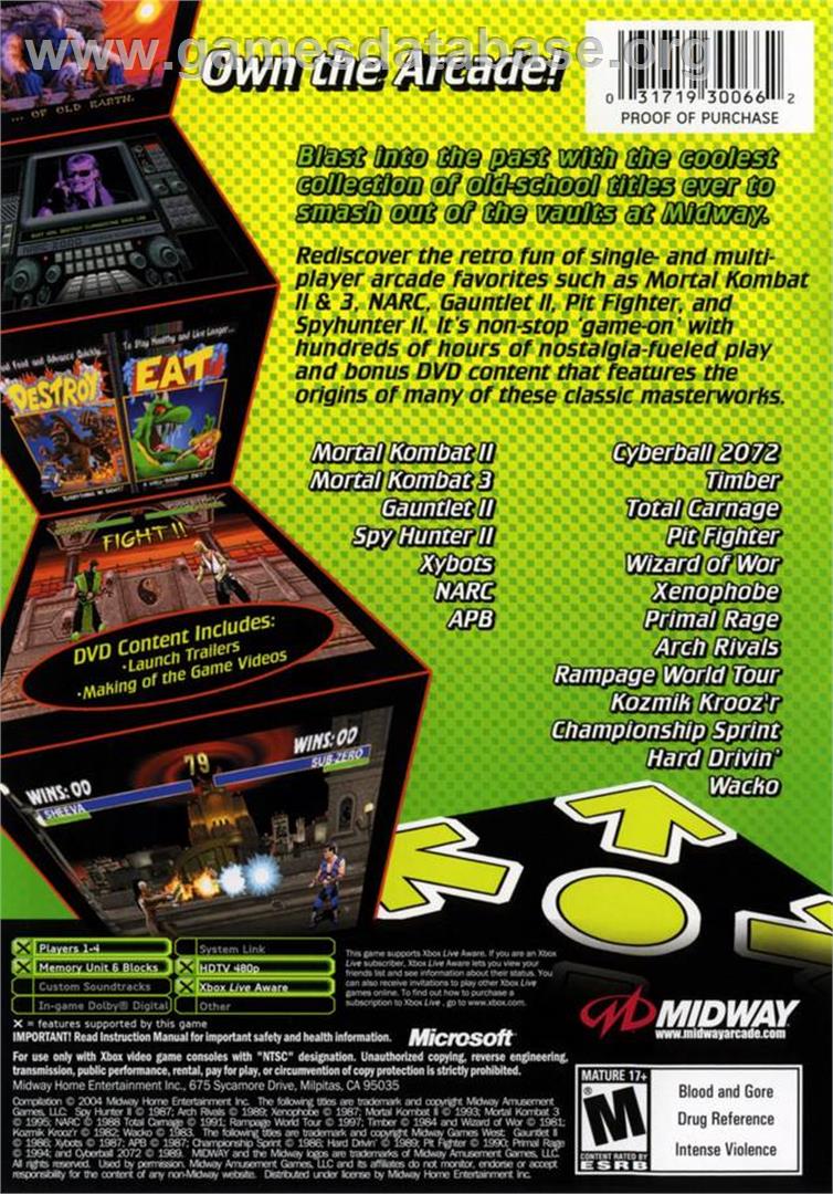 Midway Arcade Treasures 2 - Microsoft Xbox - Artwork - Box Back