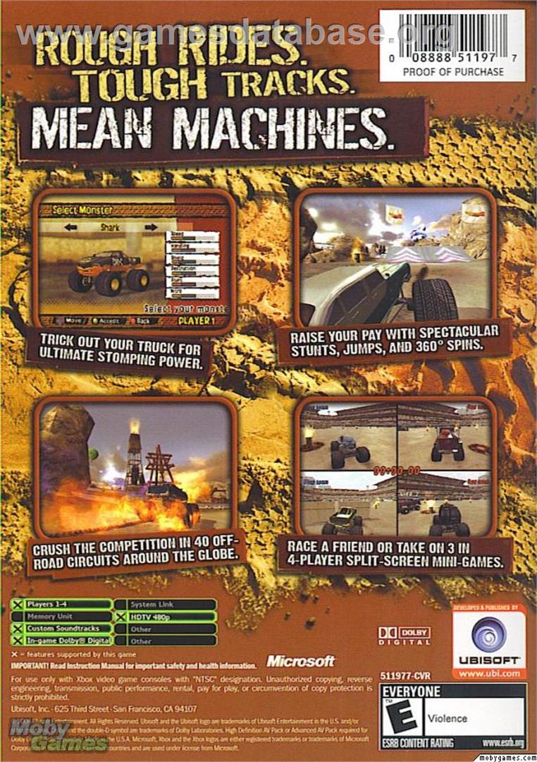 Monster 4x4: World Circuit - Microsoft Xbox - Artwork - Box Back