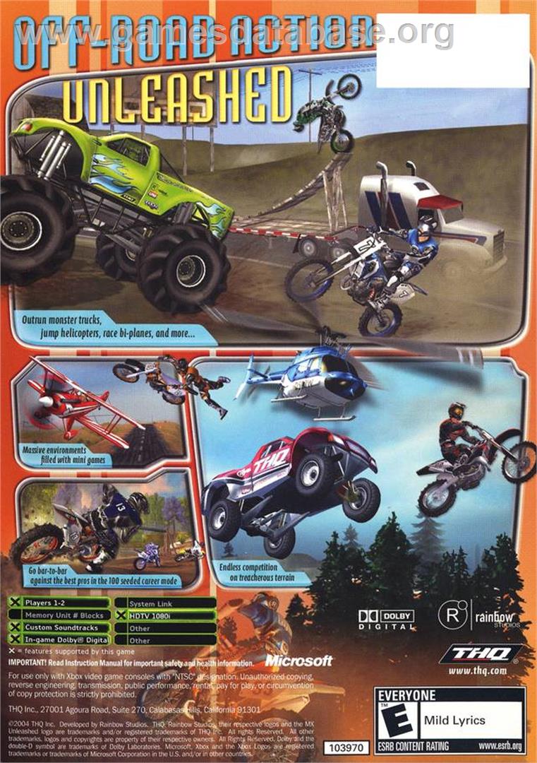 Mx Unleashed - Microsoft Xbox - Artwork - Box Back