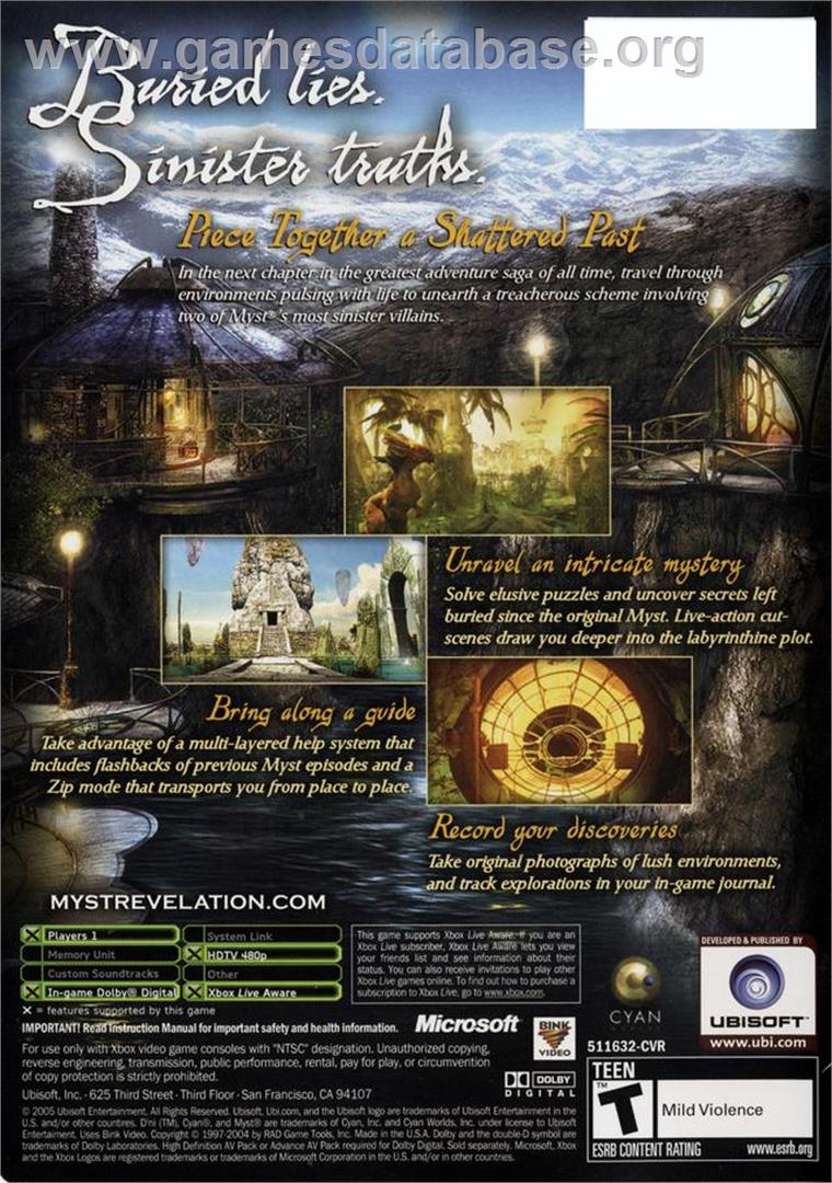 Myst IV: Revelation - Microsoft Xbox - Artwork - Box Back