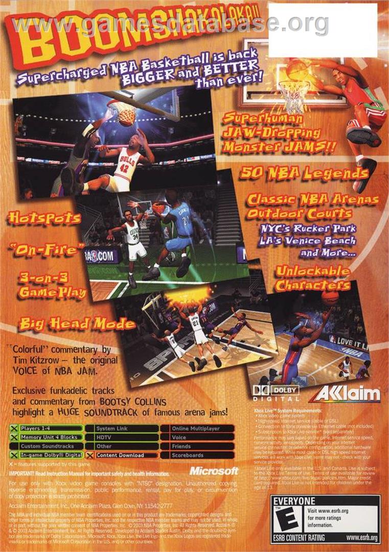 NBA Jam - Microsoft Xbox - Artwork - Box Back