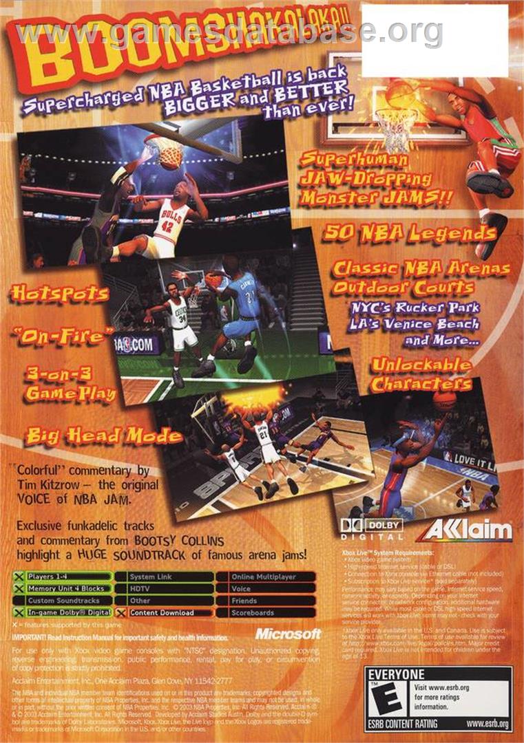 Nba Jam - Microsoft Xbox - Artwork - Box Back