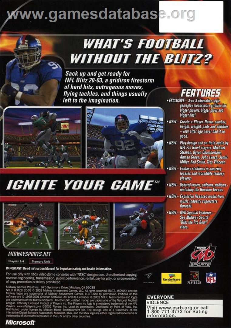Nfl Blitz 2003 - Microsoft Xbox - Artwork - Box Back