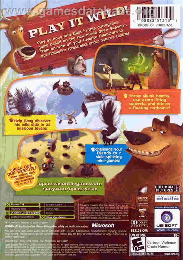 Open Season - Microsoft Xbox - Artwork - Box Back