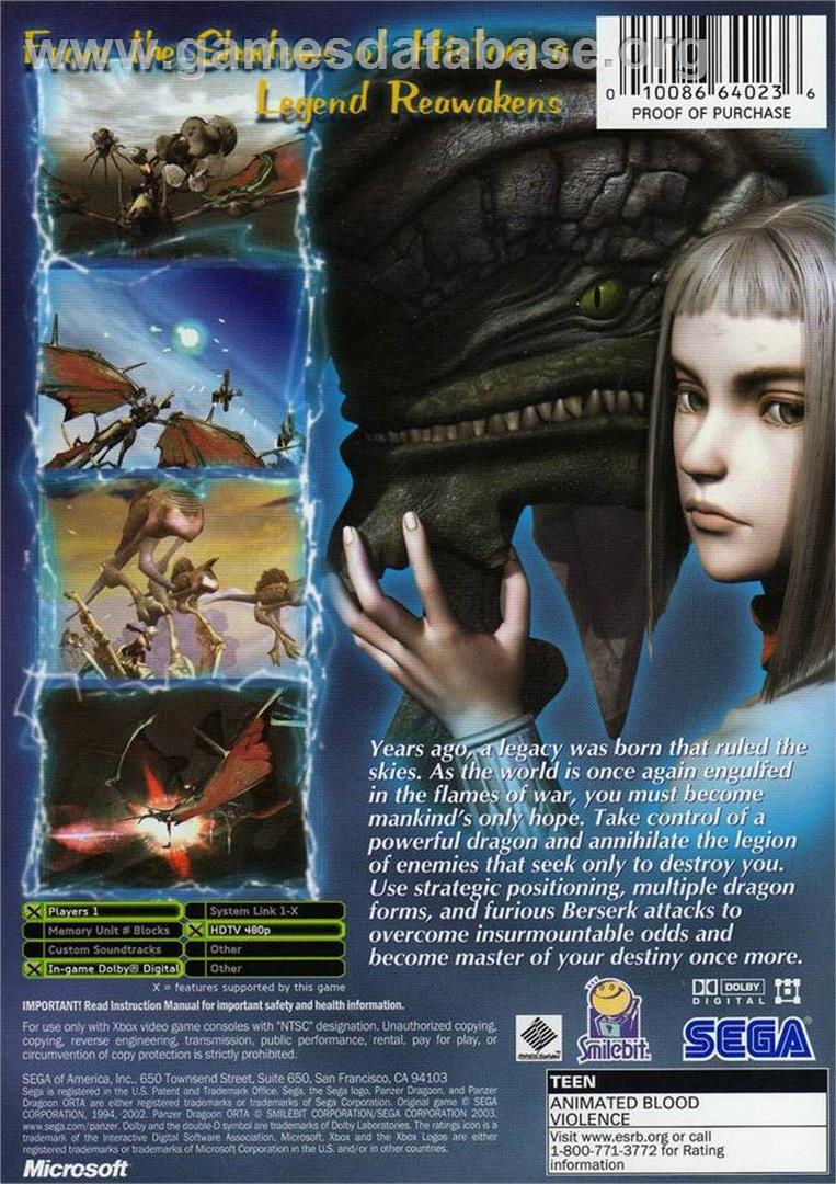 Panzer Dragoon Orta - Microsoft Xbox - Artwork - Box Back