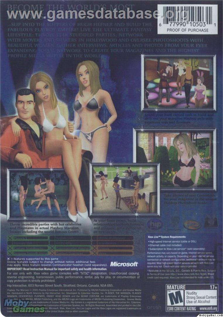 Playboy: The Mansion - Microsoft Xbox - Artwork - Box Back