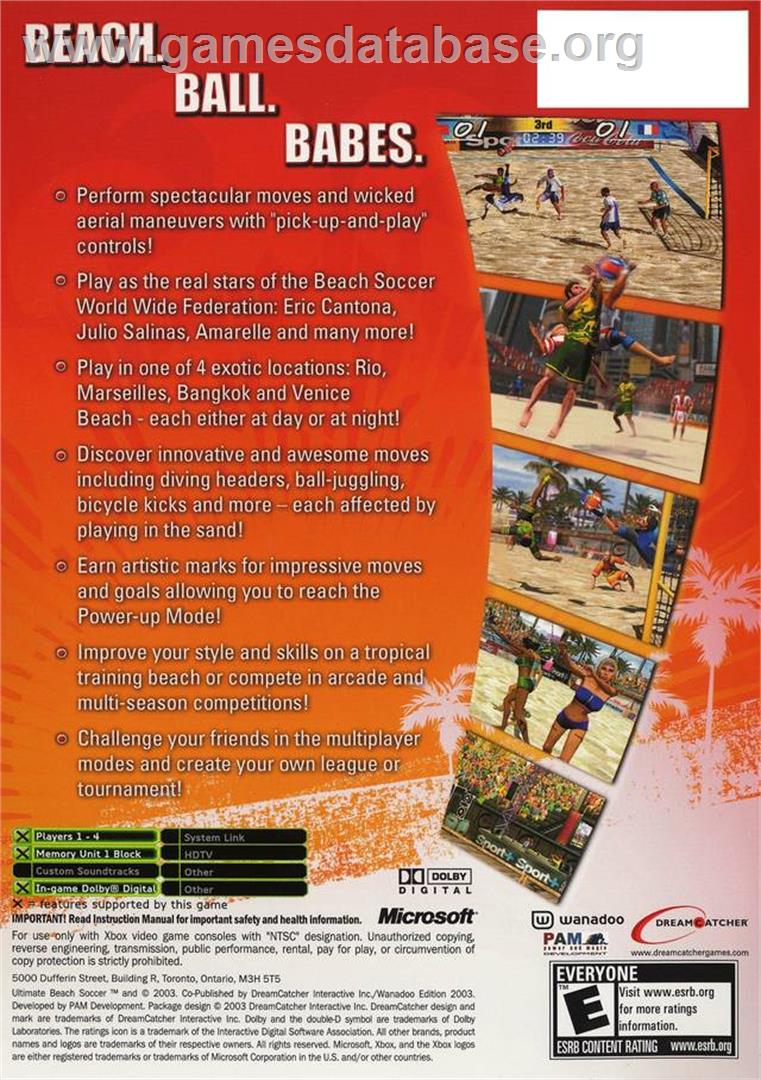 Pro Beach Soccer - Microsoft Xbox - Artwork - Box Back