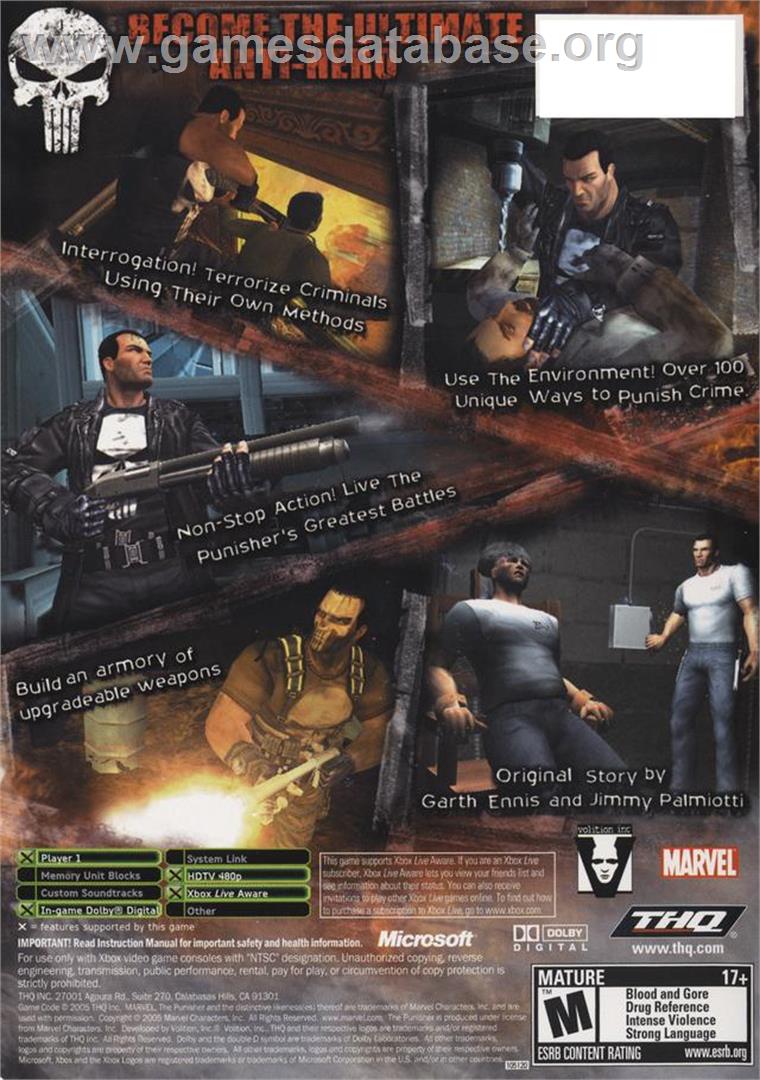 Punisher, The - Microsoft Xbox - Artwork - Box Back