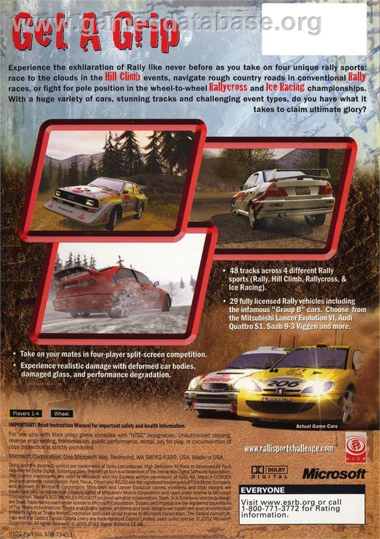 RalliSport Challenge - Microsoft Xbox - Artwork - Box Back