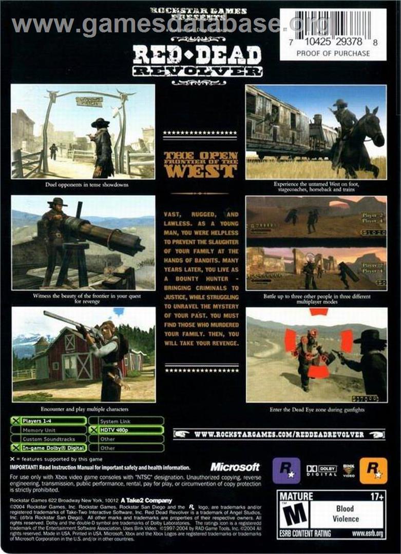 Red Dead Revolver - Microsoft Xbox - Artwork - Box Back