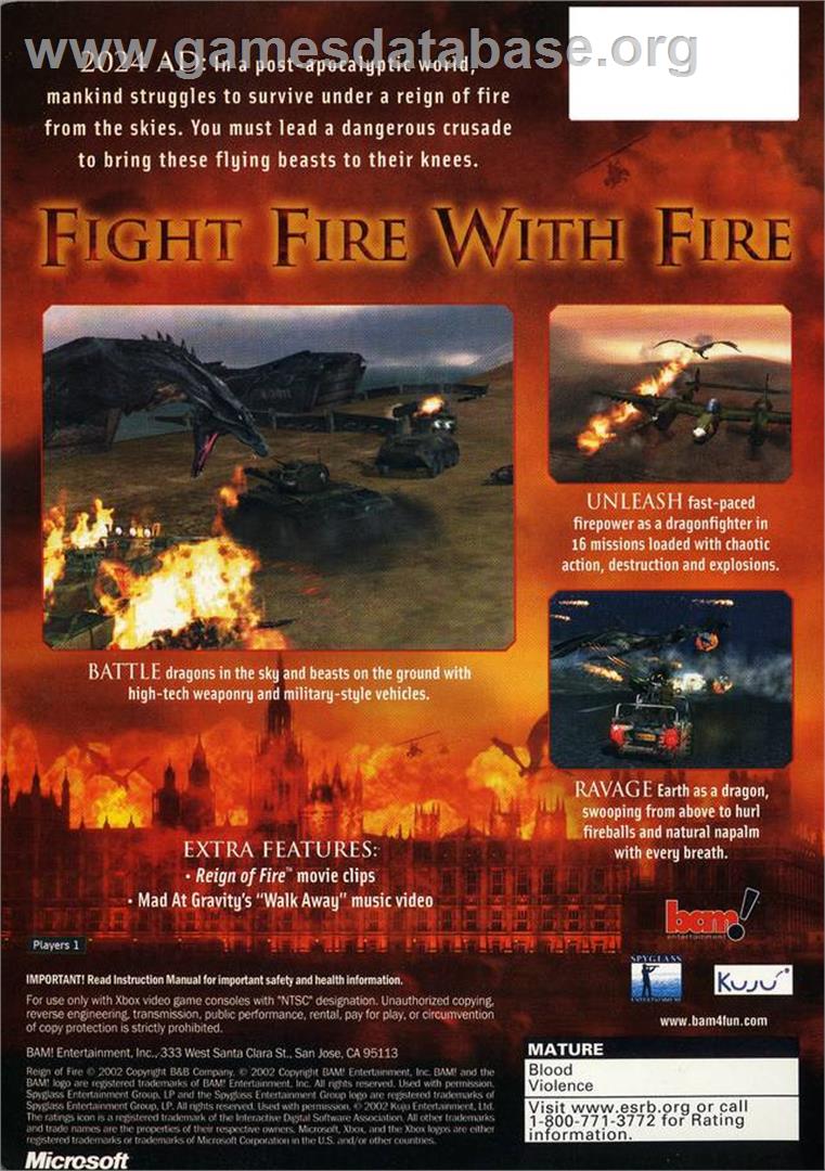 Reign Of Fire - Microsoft Xbox - Artwork - Box Back