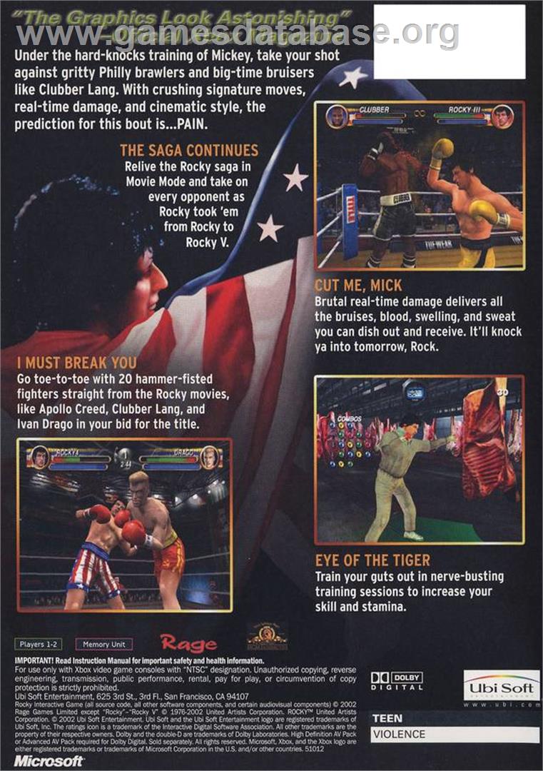 Rocky - Microsoft Xbox - Artwork - Box Back