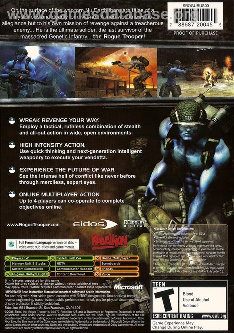 Rogue Trooper - Microsoft Xbox - Artwork - Box Back