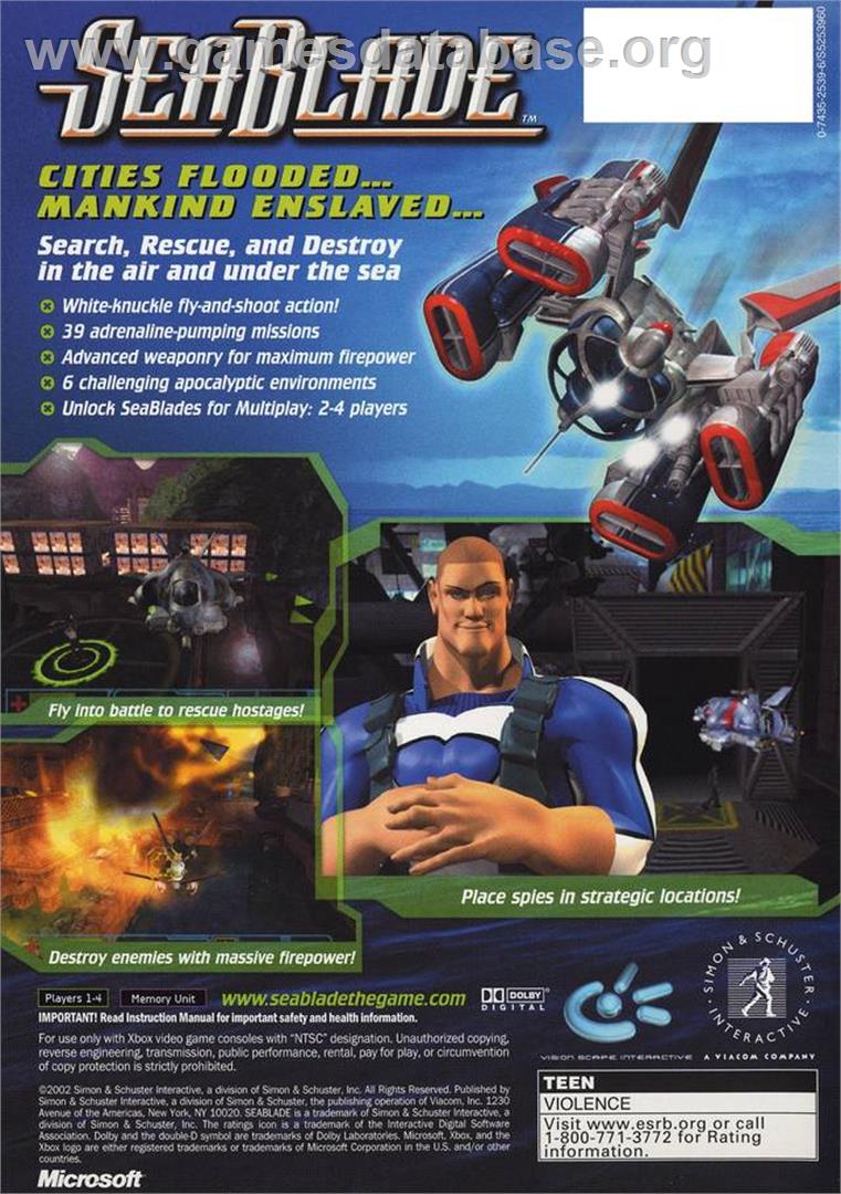 Seablade - Microsoft Xbox - Artwork - Box Back