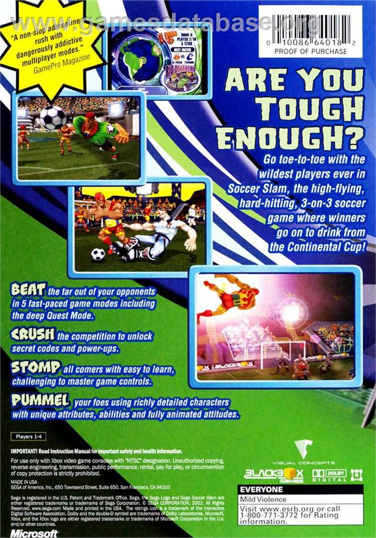Sega Soccer Slam - Microsoft Xbox - Artwork - Box Back
