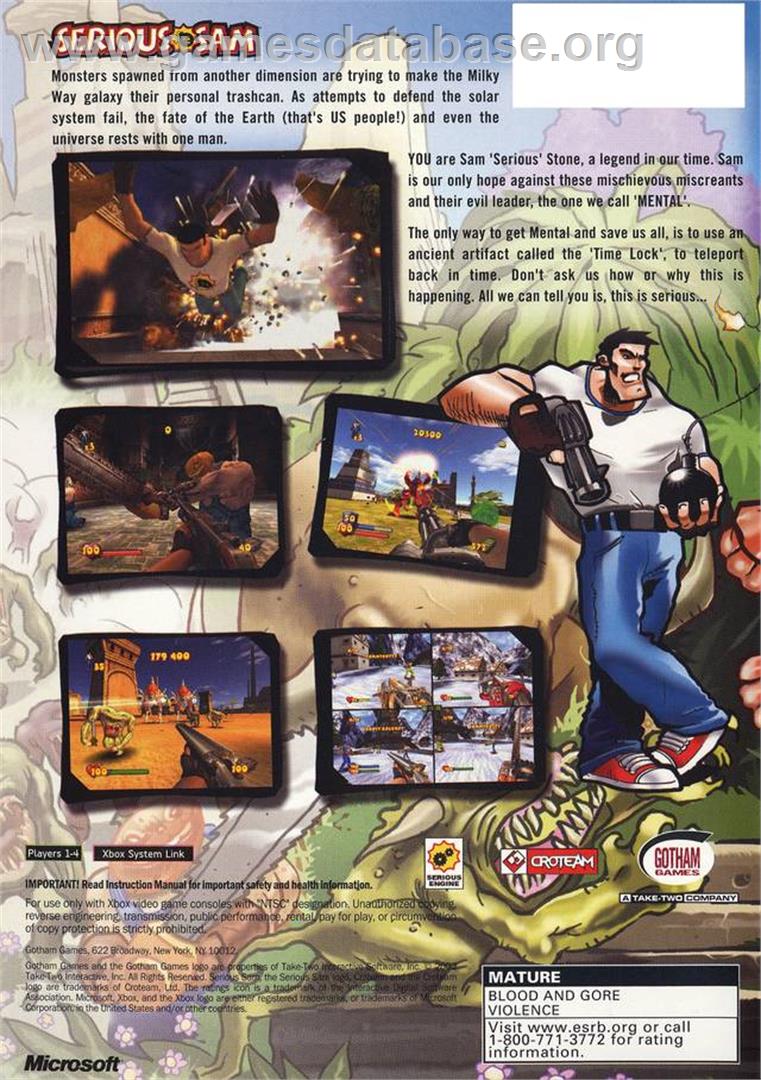 Serious Sam - Microsoft Xbox - Artwork - Box Back