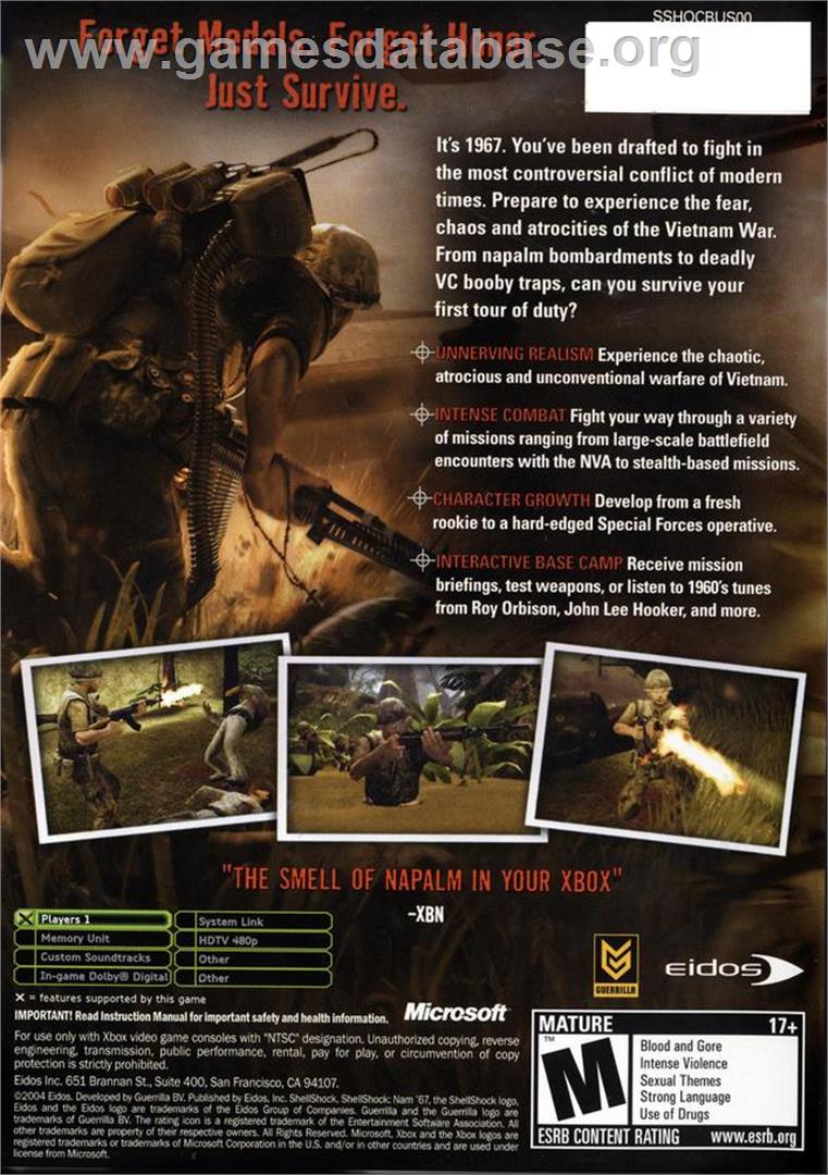 Shellshock: Nam '67 - Microsoft Xbox - Artwork - Box Back