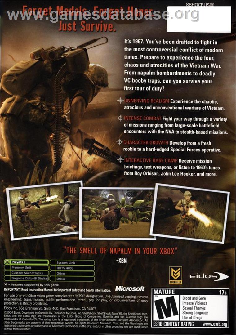 Shellshock - Nam '67 - Microsoft Xbox - Artwork - Box Back