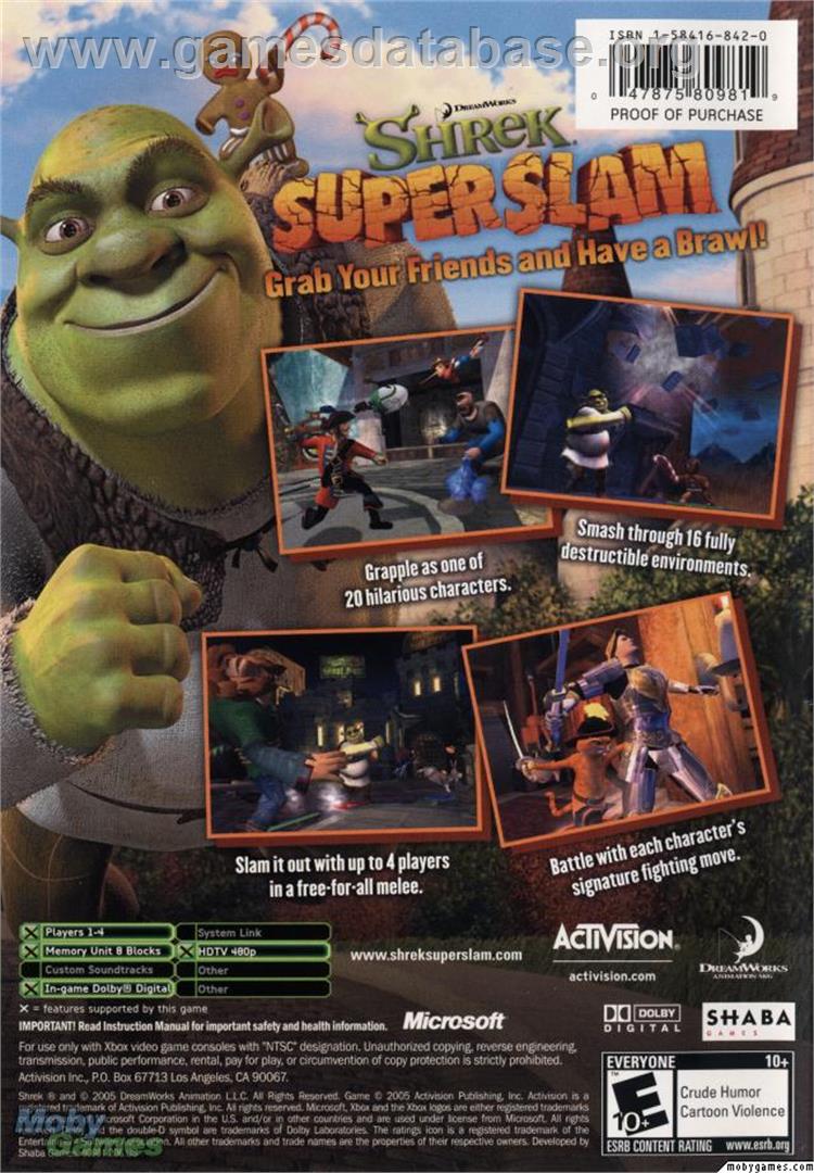 Shrek - Superslam - Microsoft Xbox - Artwork - Box Back
