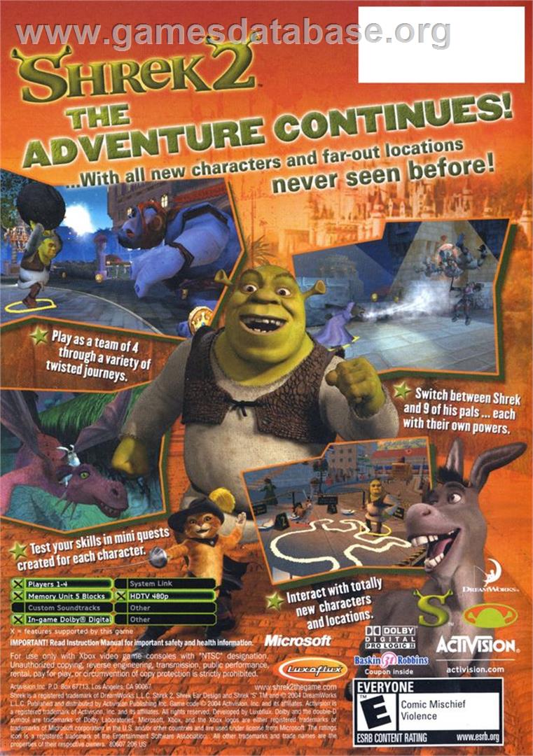 Shrek 2 - Microsoft Xbox - Artwork - Box Back