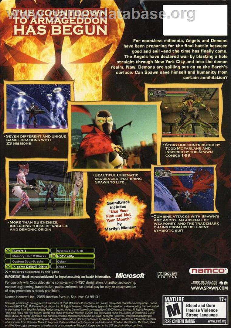 Spawn Armageddon - Microsoft Xbox - Artwork - Box Back