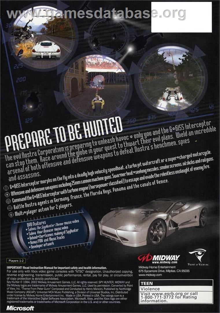 Spy Hunter - Microsoft Xbox - Artwork - Box Back