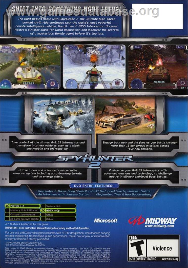 Spy Hunter 2 - Microsoft Xbox - Artwork - Box Back