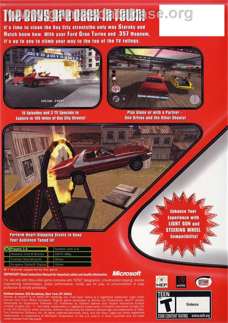 Starsky And Hutch - Microsoft Xbox - Artwork - Box Back