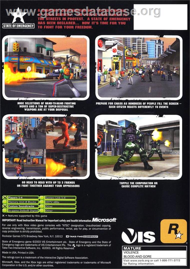 State of Emergency - Microsoft Xbox - Artwork - Box Back