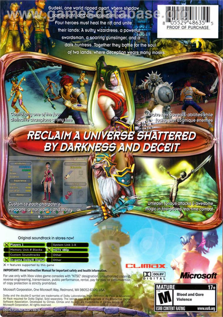 Sudeki - Microsoft Xbox - Artwork - Box Back