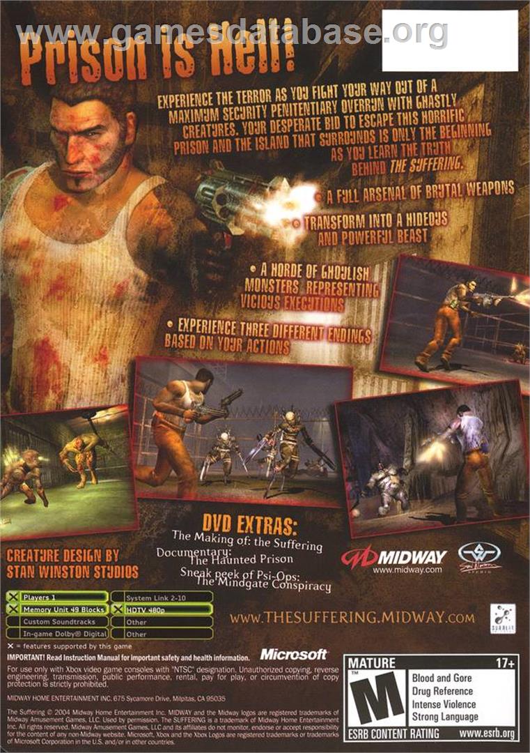 Suffering - Microsoft Xbox - Artwork - Box Back