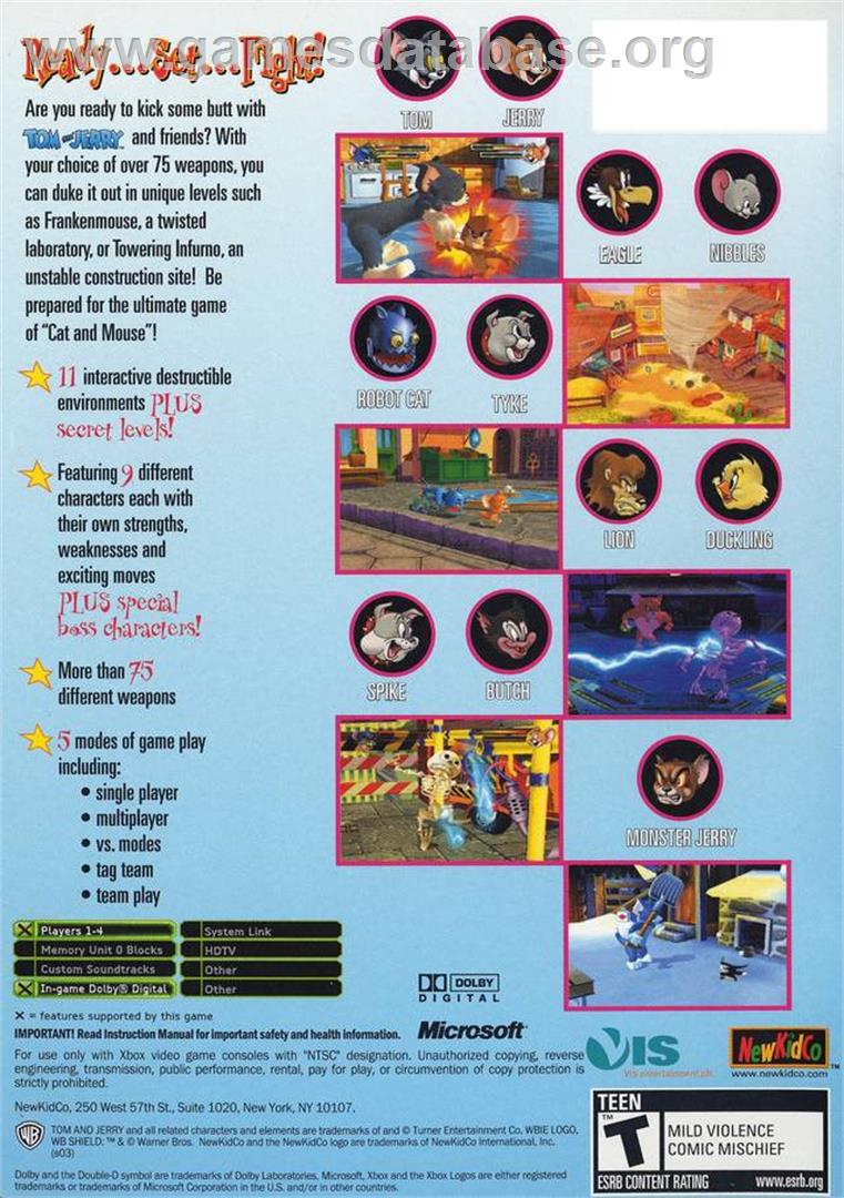 Tom And Jerry Sèment La Pagaille - Microsoft Xbox - Artwork - Box Back