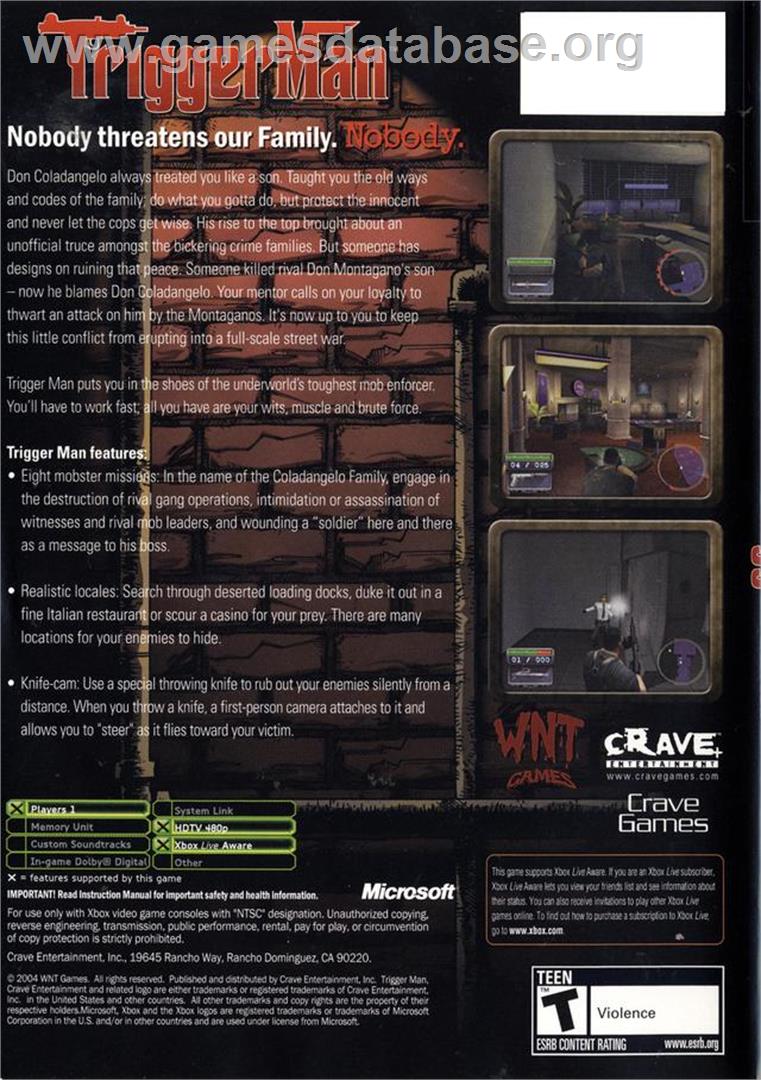 Trigger Man - Microsoft Xbox - Artwork - Box Back