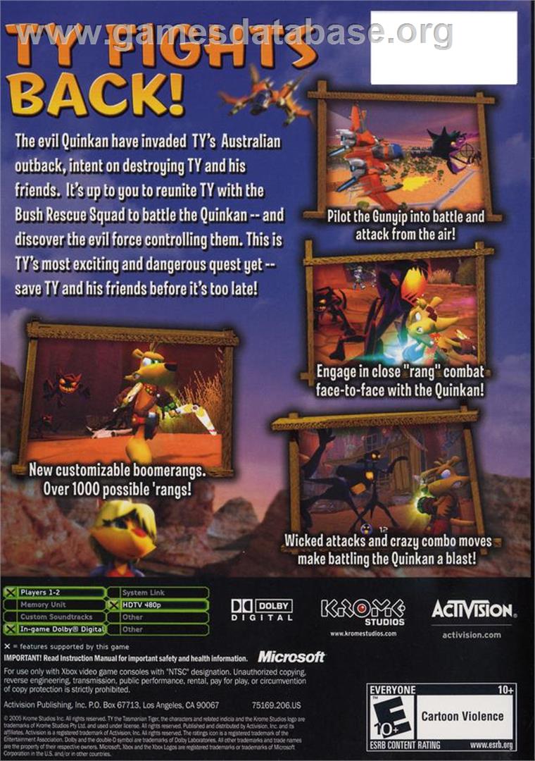 Ty the Tasmanian Tiger 3: Night of the Quinkan - Microsoft Xbox - Artwork - Box Back