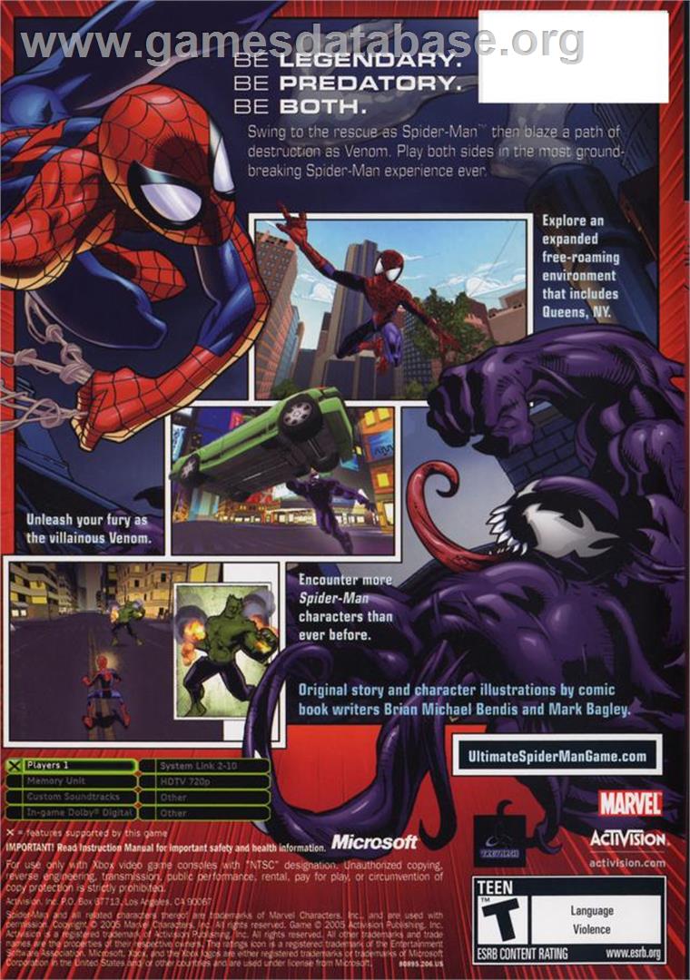 Ultimate Spider-Man - Microsoft Xbox - Artwork - Box Back